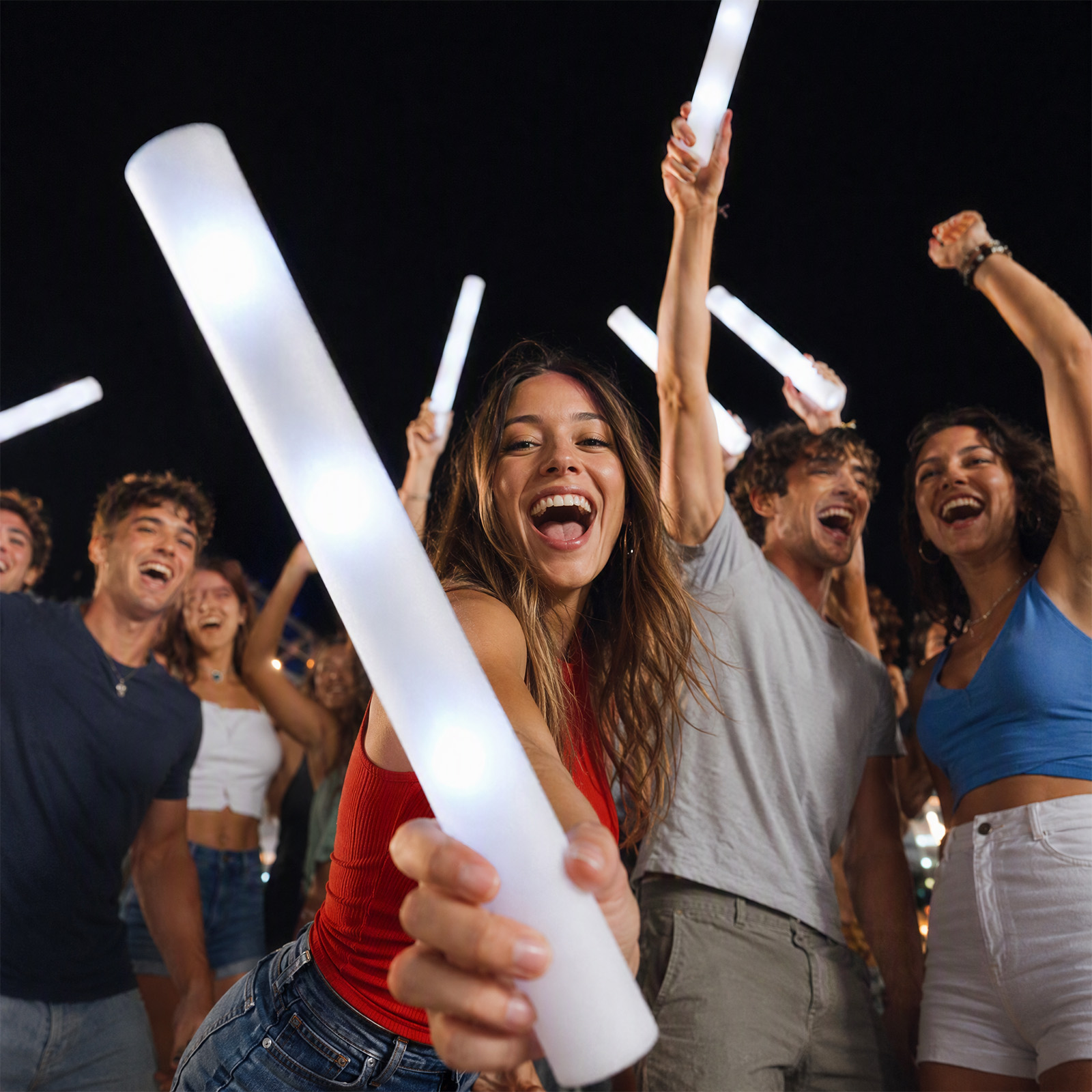 Flashing Led Foam Sticks Party - Reusable White Foam LED Glow Sticks